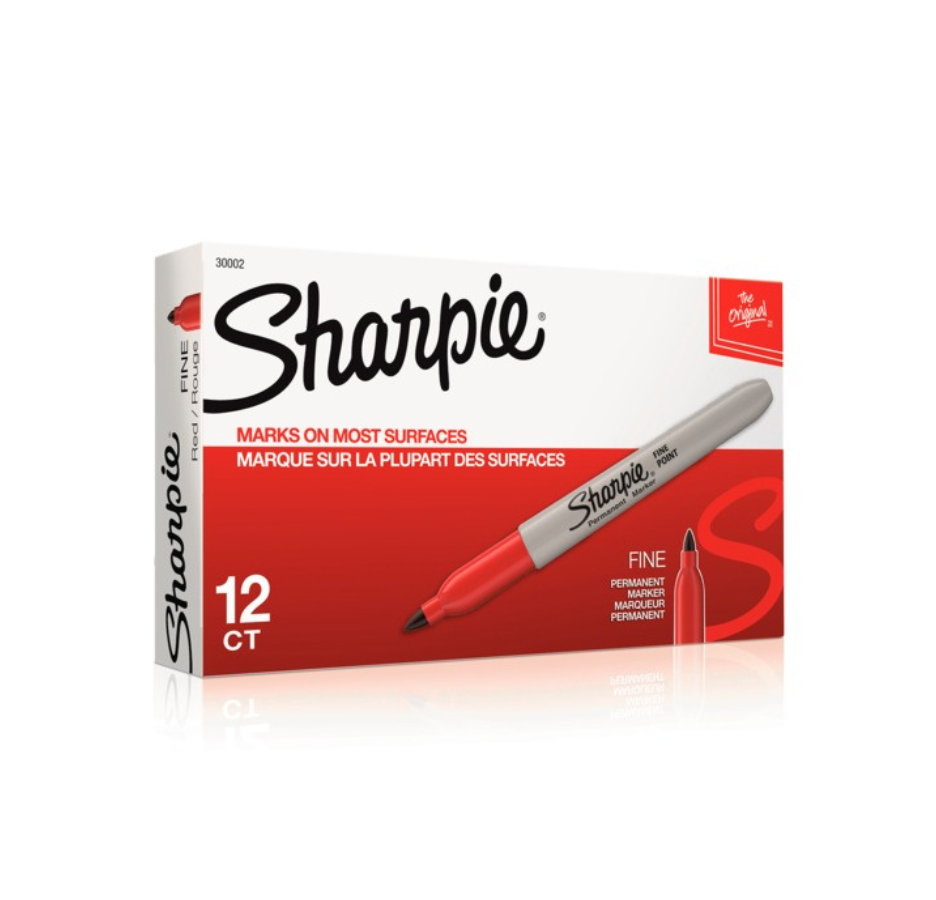 Caja de 12 Marcadores Permanentes Sharpie Punta Fina Rojo