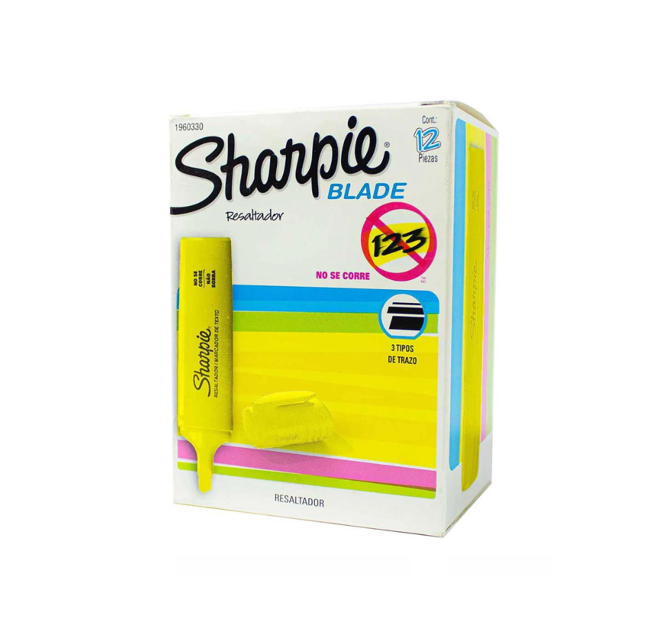 Caja de 12 Resaltadores Sharpie Blade Amarillo