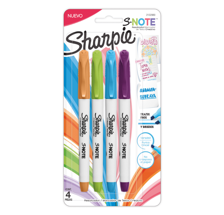 Resaltador Sharpie Note x4 Colores Intensos