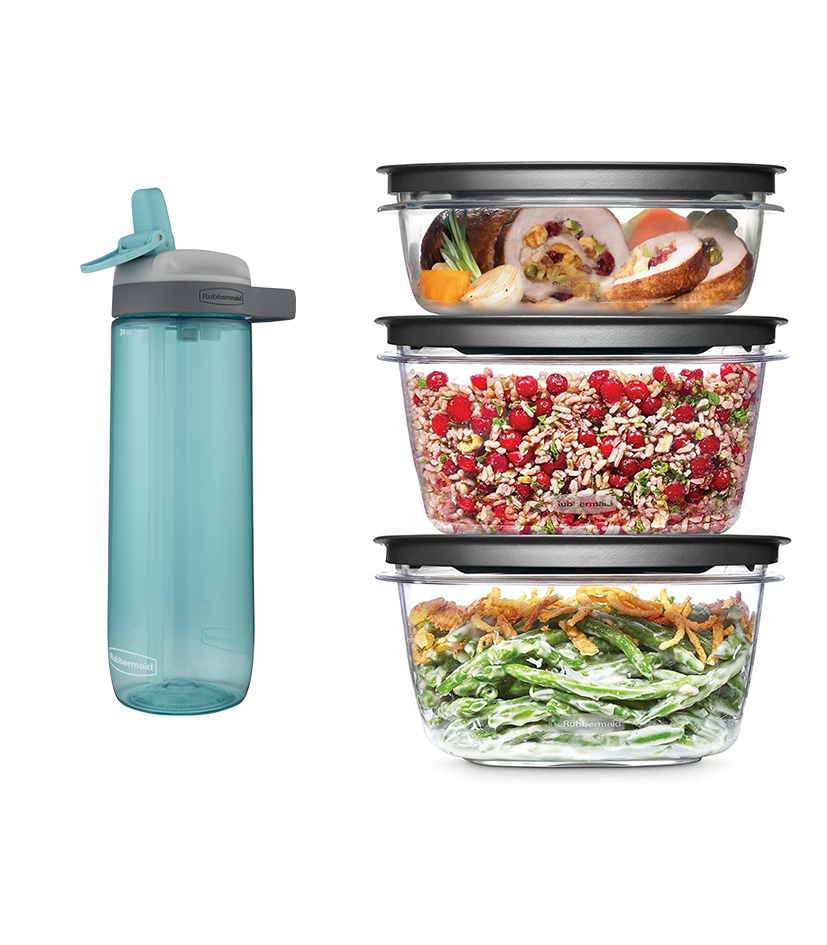 Set de 3 Herméticos Premier y Botella Rubbermaid Turquesa